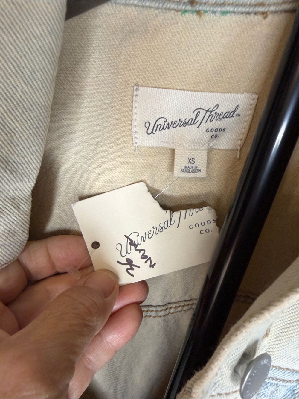Universal Thread Cream Drawstring Denim Shirt Jacket - Picture 4 of 5